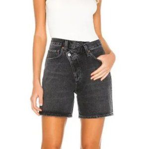 Agolde Criss Cross Upsized Denim Jean Shorts in Photogram Black NEW WITH TAGS